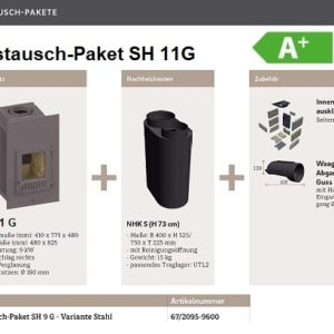 Schmid Austauschpaket SH 11 G mit Nachheizkasten Stahl und Zubehör EEK A+