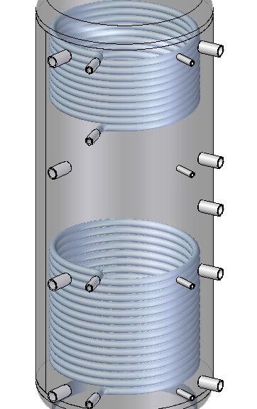 Heizungspufferspeicher mit 2 Wärmetauschern