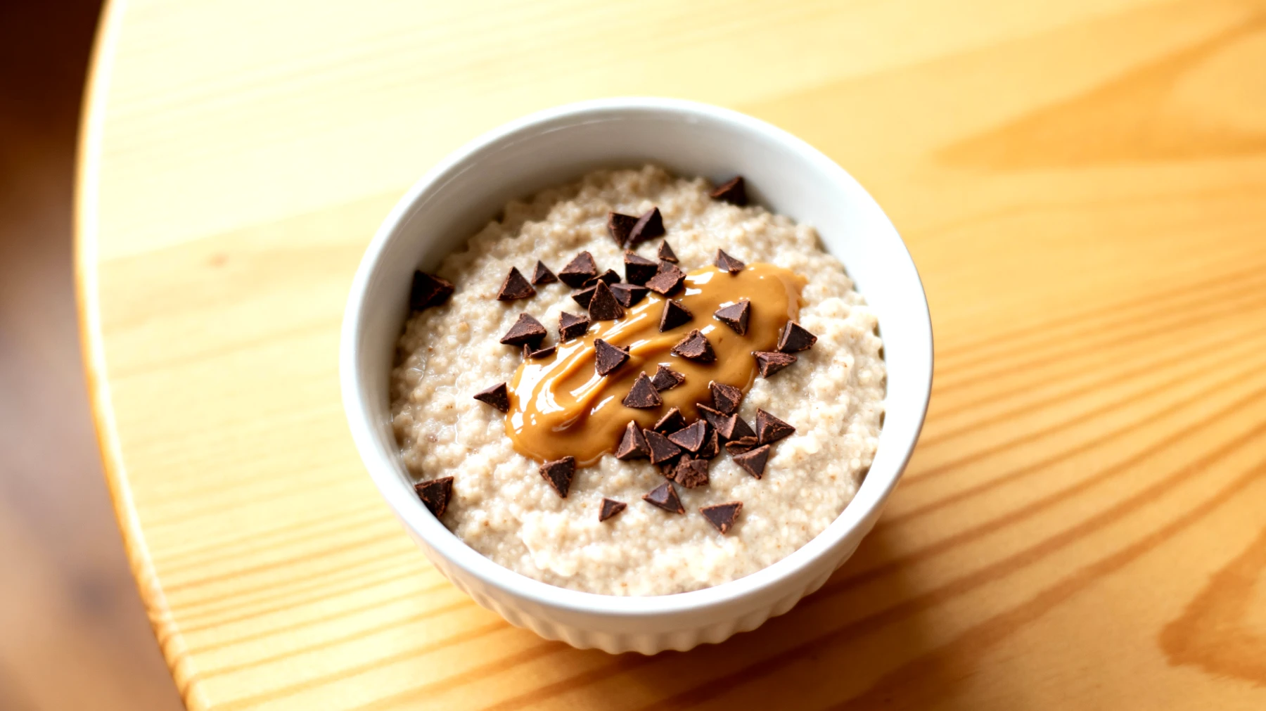 Amaranth-Porridge mit Kakao-Nibs und Mandelbutter"