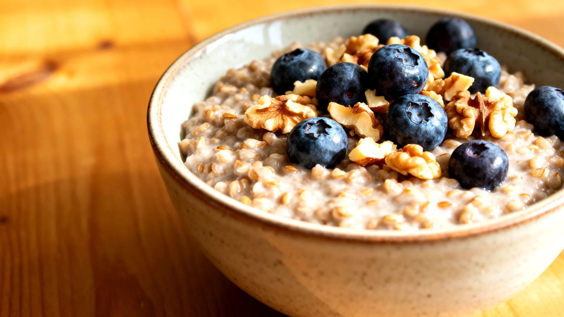 Buchweizen-Porridge mit Walnüssen und Blaubeeren"