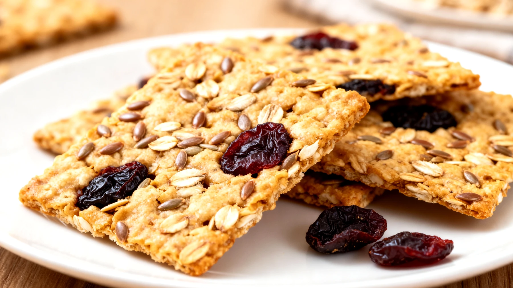 Kefir-Hafer-Cracker mit Leinsamen und getrockneten Pflaumen"