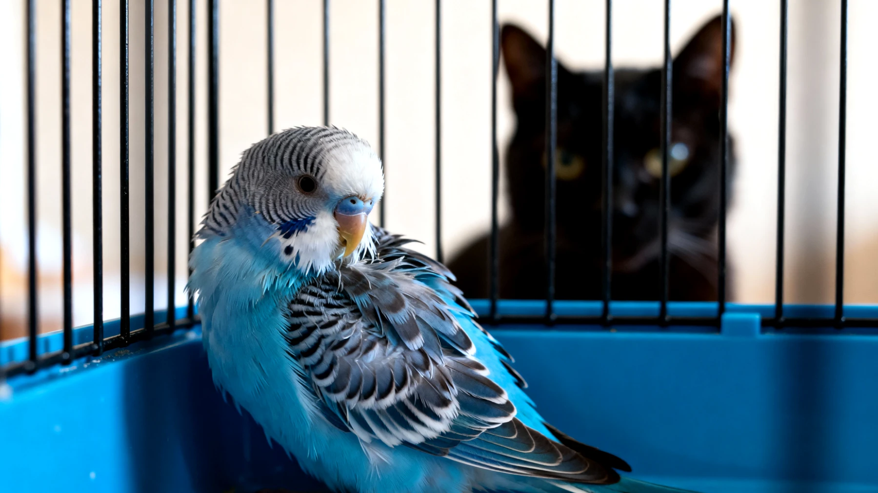 Wellensittiche zeigen aggressives Verhalten oder Stress beim Zusammenleben mit anderen Haustieren und benötigen spezielle Trainingsmethoden zur friedlichen Koexistenz"
