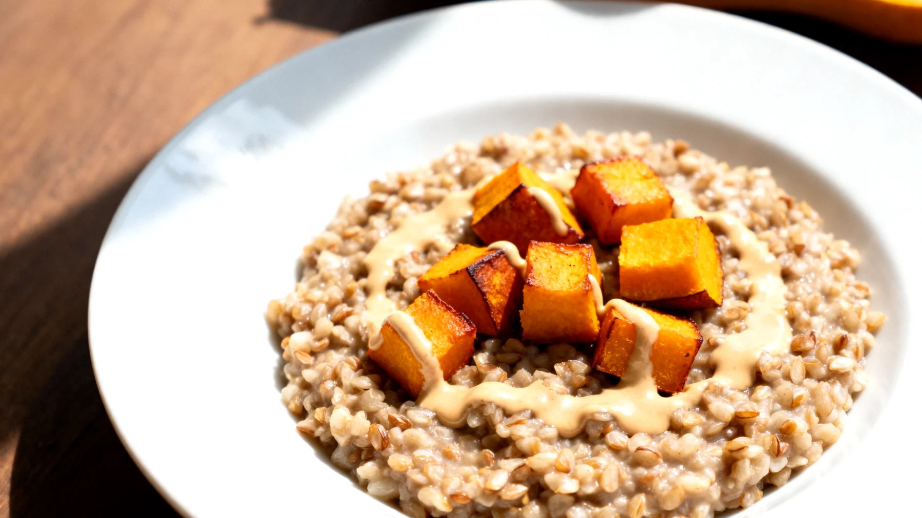 Buchweizen-Risotto mit Kürbis und Tahini"