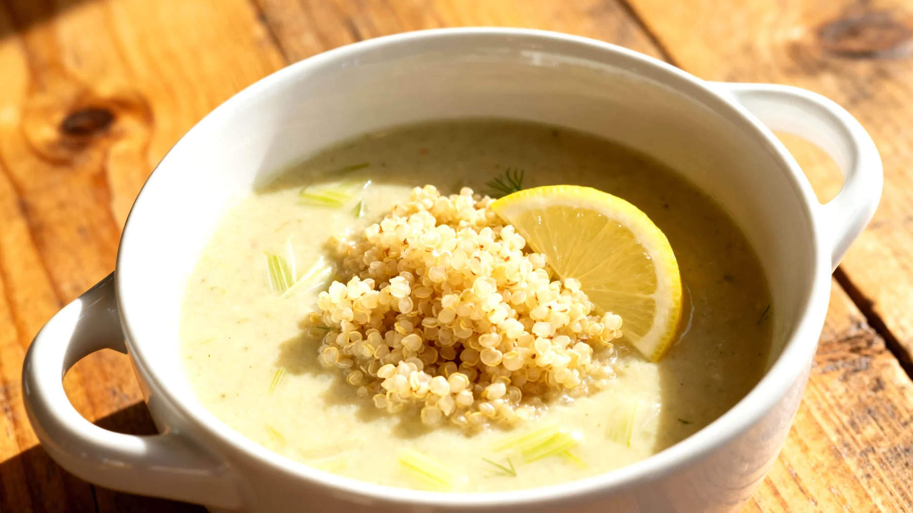 Fenchelsuppe mit Quinoa und Zitrone"