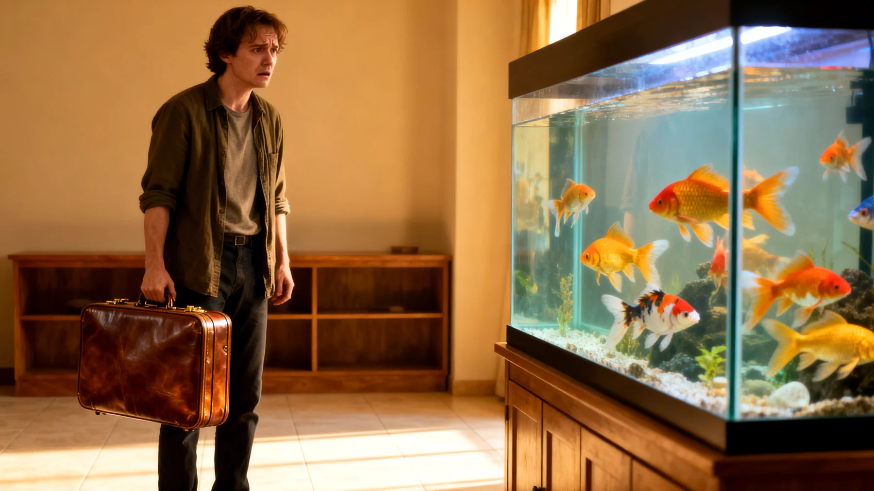 Fische können während einer Reise nicht mitgenommen werden und benötigen eine zuverlässige Versorgung im Aquarium, einschließlich regelmäßiger Fütterung, Wasserkontrolle und Temperaturüberwachung"