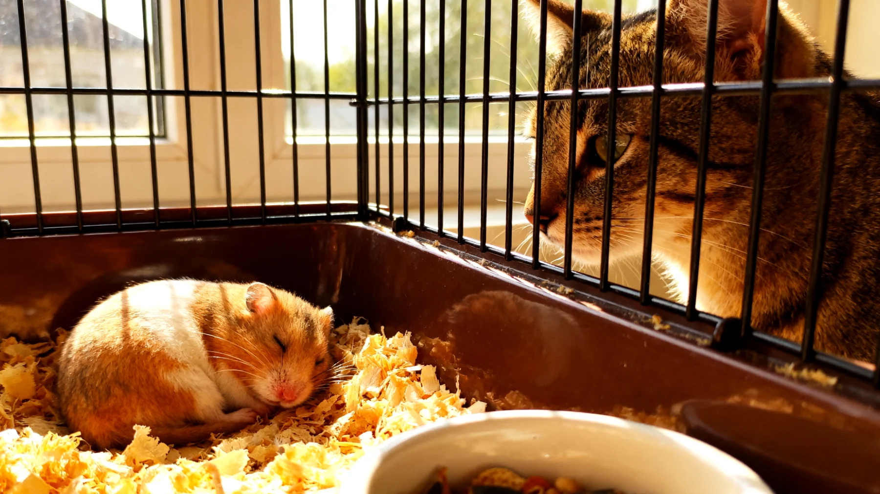 Hamster brauchen artgerechte Tagesroutinen und Rituale, die ihren nachtaktiven Lebensrhythmus respektieren, während sie mit anderen Haustieren im Haushalt leben"