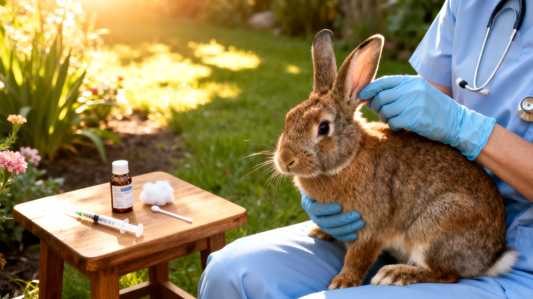 Kaninchen im Garten benötigen regelmäßige tierärztliche Kontrollen und Impfungen gegen spezifische Outdoor-Krankheiten wie Myxomatose und RHD (Rabbit Haemorrhagic Disease), da sie im Gegensatz zu Wohnungskaninchen erhöhten Gesundheitsrisiken durch Parasiten, Wildtiere und wetterbedingten Erkrankungen ausgesetzt sind"