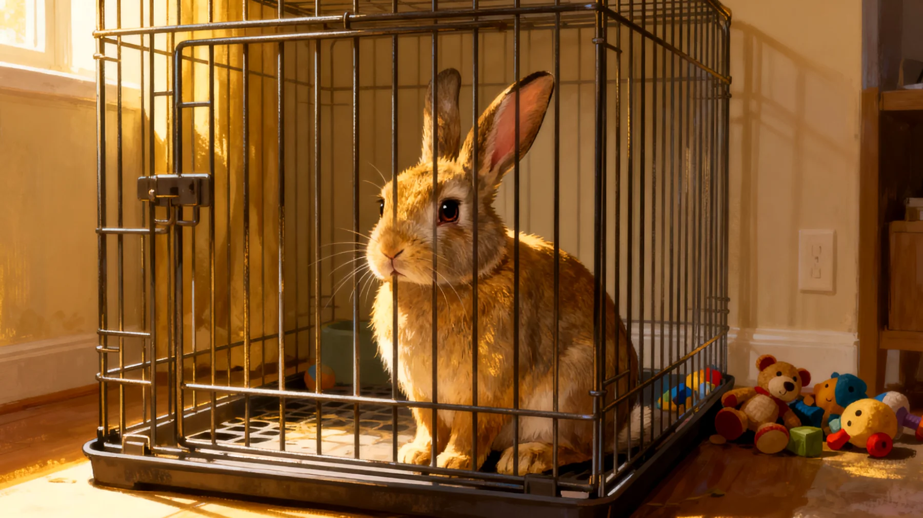 Kaninchen, die in der Wohnung gehalten werden, benötigen eine strukturierte tägliche Routine mit ausreichend Freilauf, festen Fütterungszeiten und regelmäßiger Käfigreinigung, um Verhaltensproblemen, Langeweile und gesundheitlichen Beschwerden vorzubeugen"